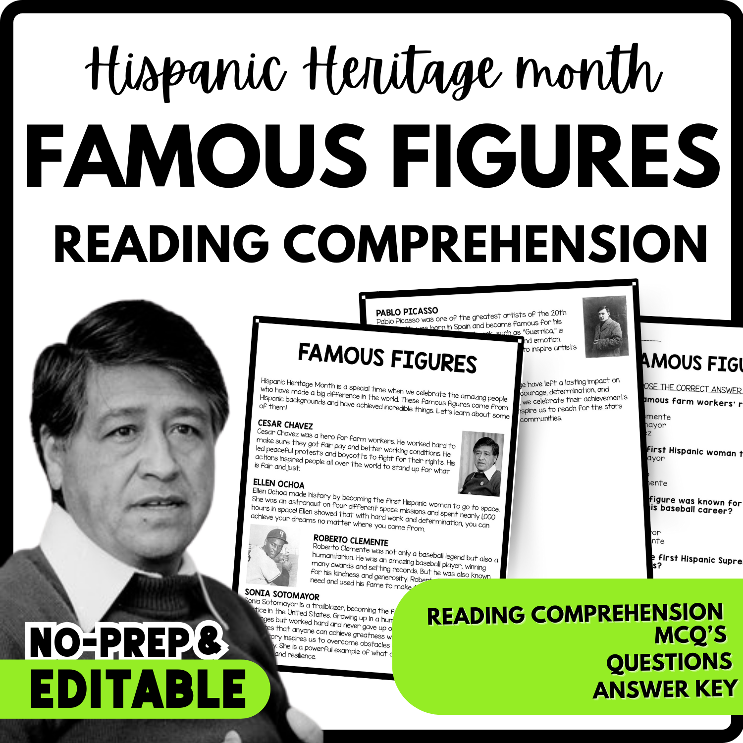 Women's History Month Famous Figures Reading Comprehension Worksheet-Printable and Editable