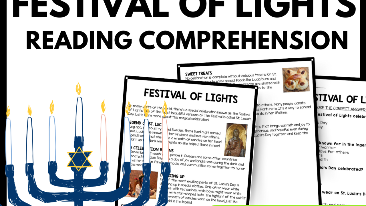 Festival of Lights Reading Comprehension Worksheet-Printable and Editable