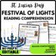 Festival of Lights Reading Comprehension Worksheet-Printable and Editable