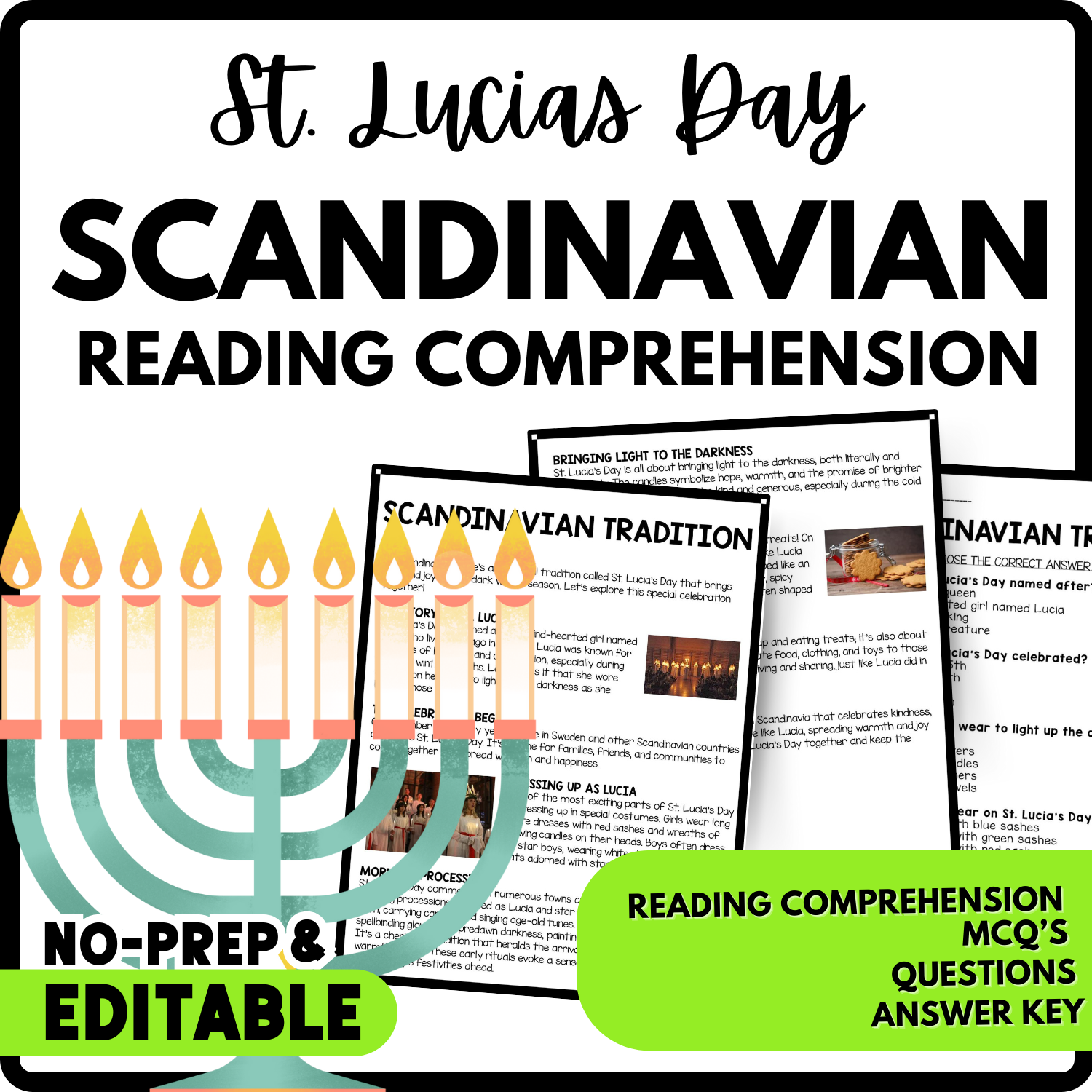 Scandinavian Tradition Reading Comprehension Worksheet-Printable and Editable