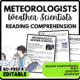 Meteorologists Weather Scientists Reading Comprehension Worksheet-Printable and Editable