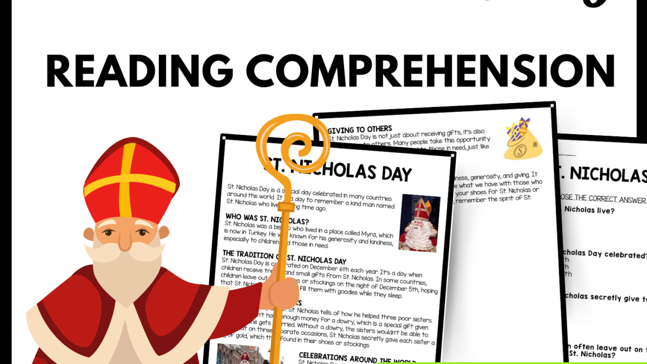 ST. NICHOLAS Reading Comprehension Worksheet-Printable and Editable