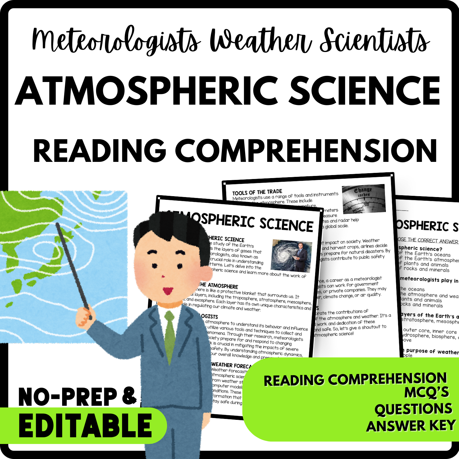 Atmospheric Science Reading Comprehension Worksheet-Printable and Editable