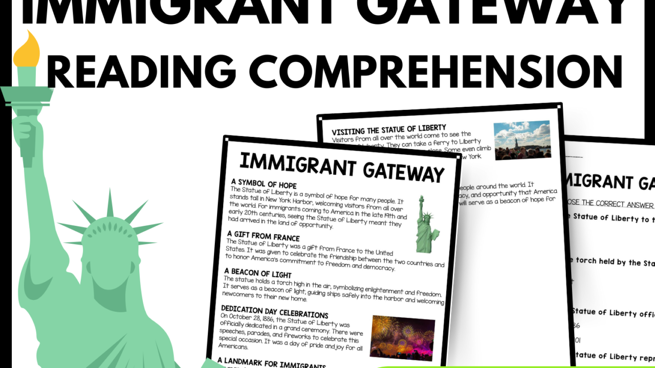 Immigrant Gateway Reading Comprehension Worksheet-Printable and Editable