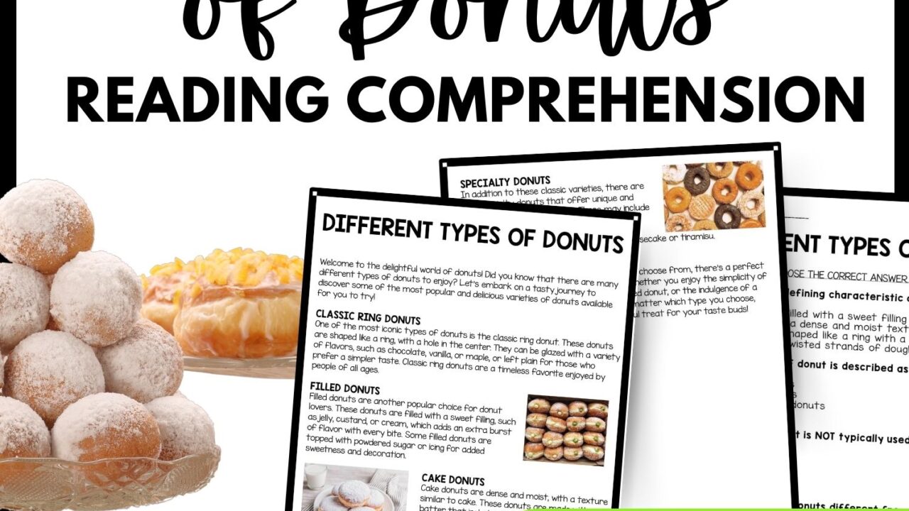 Different Types of Donuts Reading Comprehension Worksheet-Printable and Editable