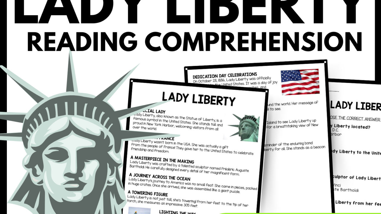 Lady Liberty Reading Comprehension Worksheet-Printable and Editable