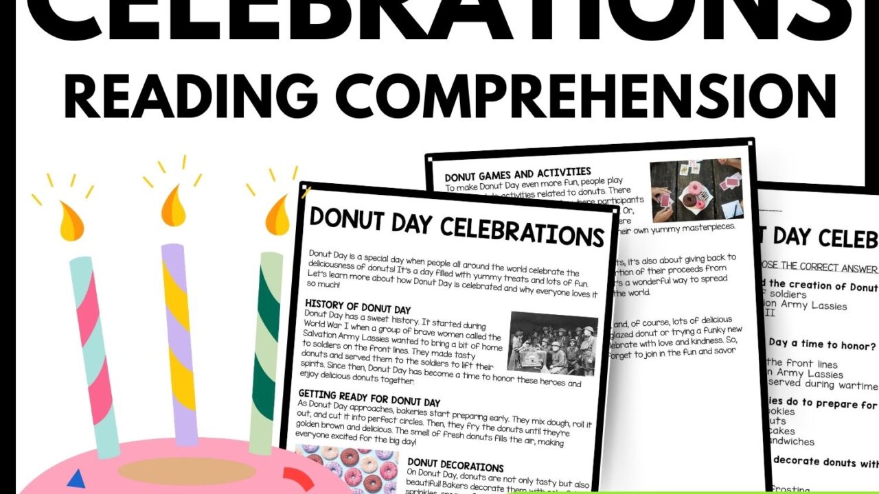 Donut Day Celebrations Reading Comprehension Worksheet-Printable and Editable