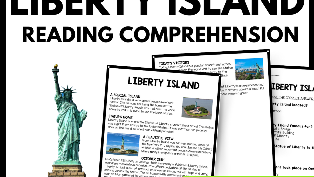 Liberty Island Reading Comprehension Worksheet-Printable and Editable