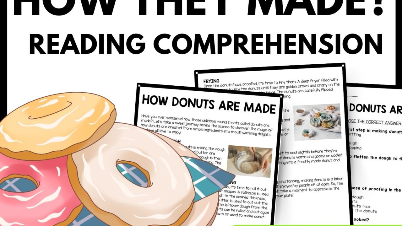 How Donuts Are Made Reading Comprehension Worksheet-Printable and Editable