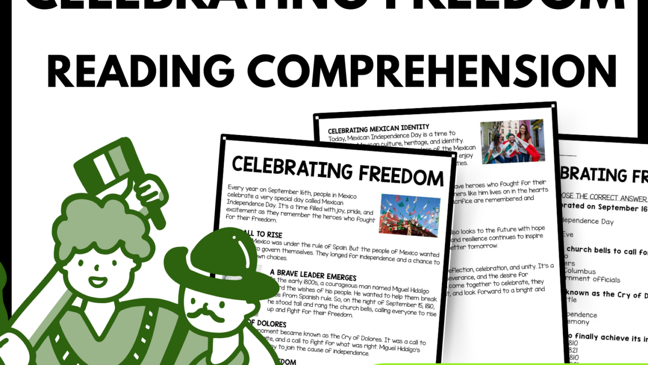 Celebrating Freedom Reading Comprehension Worksheet-Printable and Editable