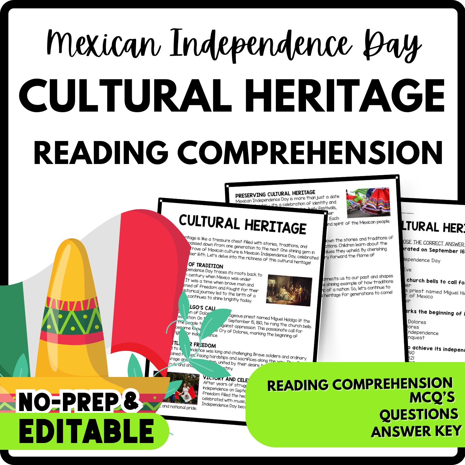 Cultural Heritage Reading Comprehension Worksheet-Printable and Editable