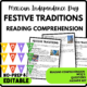 Festive Traditions Reading Comprehension Worksheet-Printable and Editable