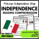 Mexican Independence Reading Comprehension Worksheet-Printable and Editable