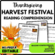 Harvest Festival Reading Comprehension Worksheet-Printable and Editable