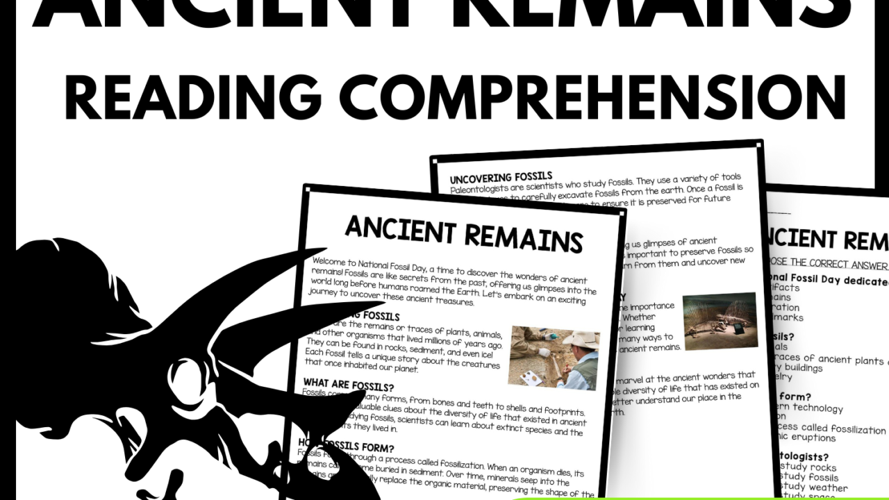 Ancient Remains Reading Comprehension Worksheet-Printable and Editable