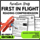 First in Flight Reading Comprehension Worksheet-Printable and Editable