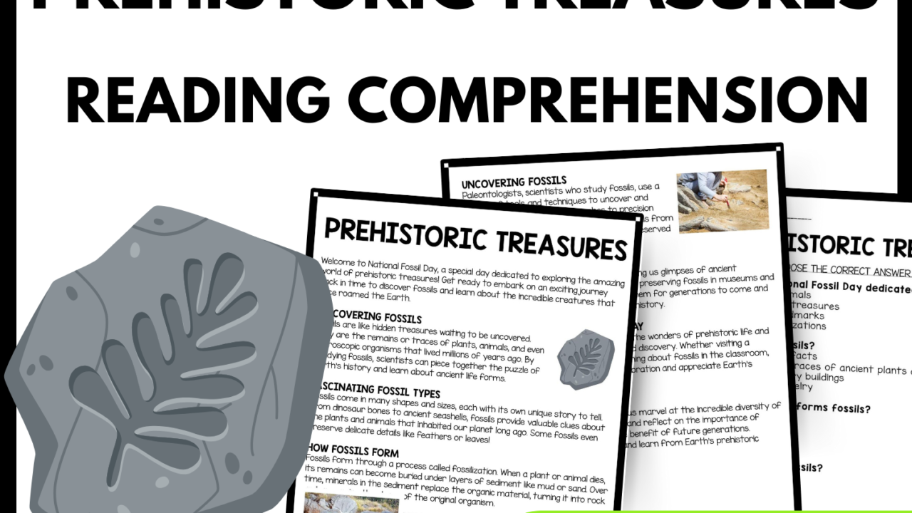 Prehistoric Treasures Reading Comprehension Worksheet-Printable and Editable