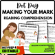 Making Your Mark Reading Comprehension Worksheet-Printable and Editable