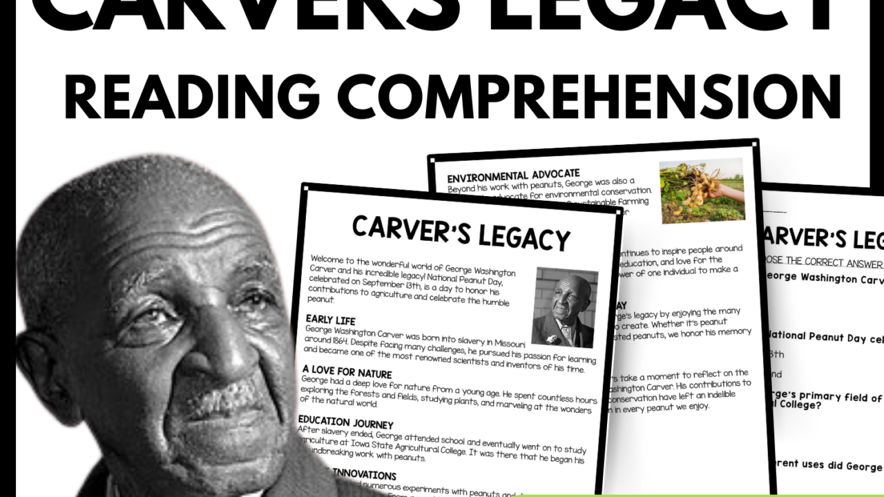 Carvers Legacy Reading Comprehension Worksheet-Printable and Editable