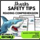 Shark Safety Tips Reading Comprehension Worksheet-Printable and Editable