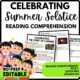 Celebrating the Start of Summer Reading Comprehension Worksheet-Printable and Editable