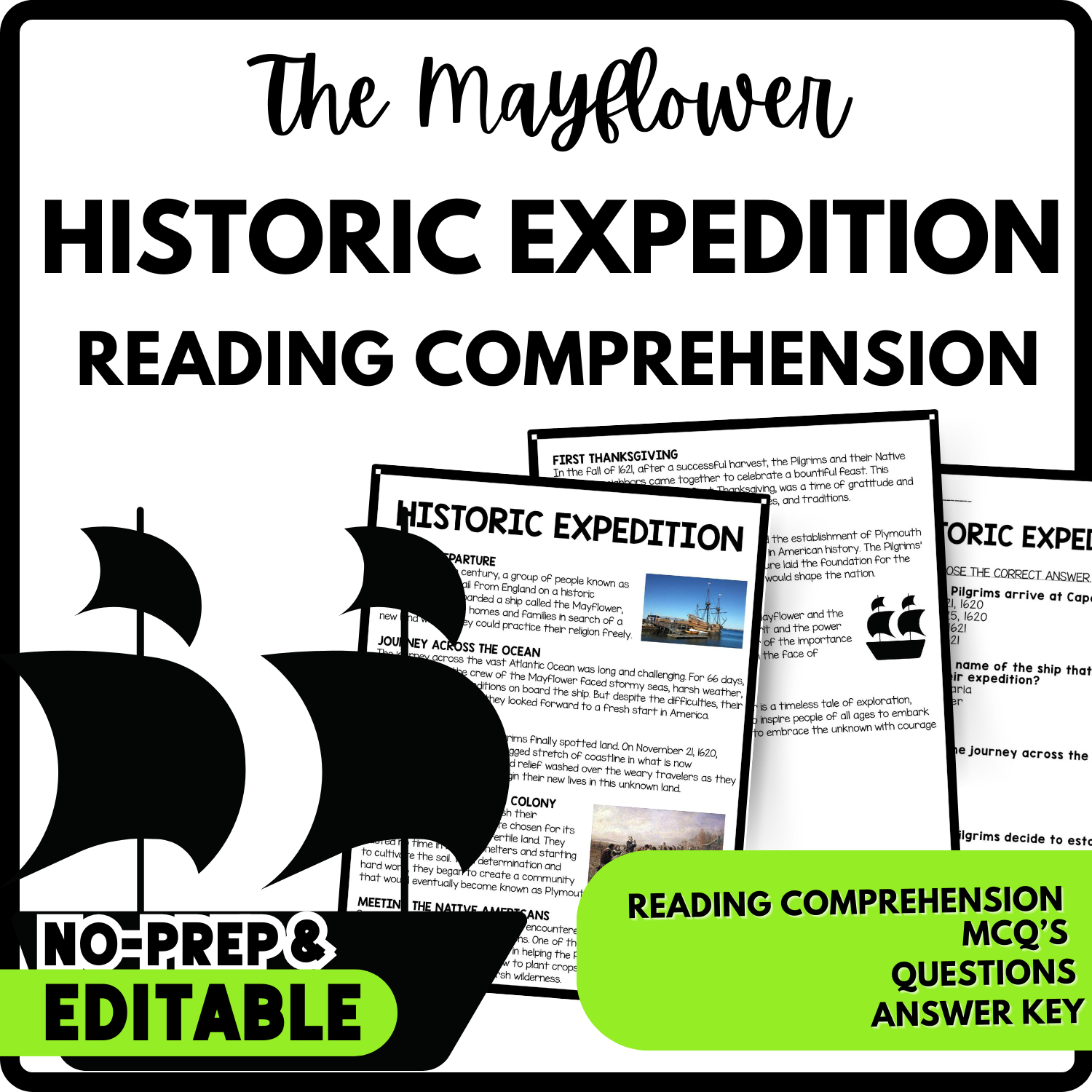 Historic Expedition Reading Comprehension Worksheet-Printable and Editable