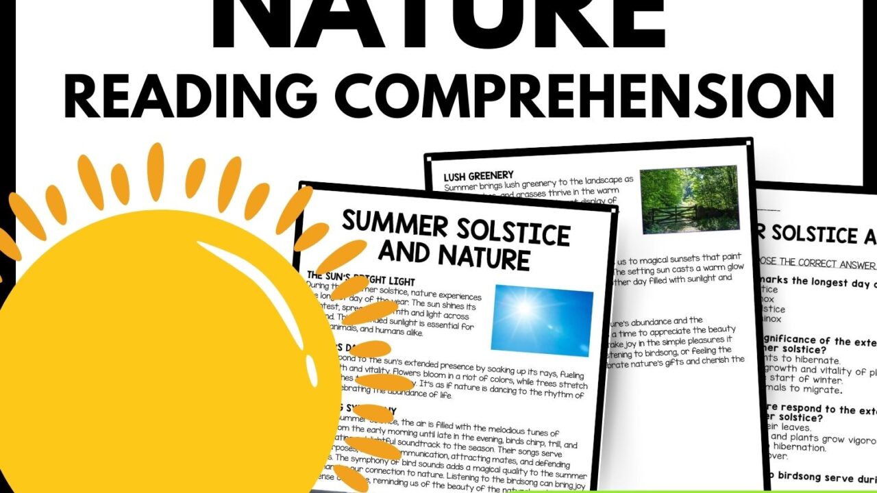 Summer Solstice and Nature Reading Comprehension Worksheet-Printable and Editable