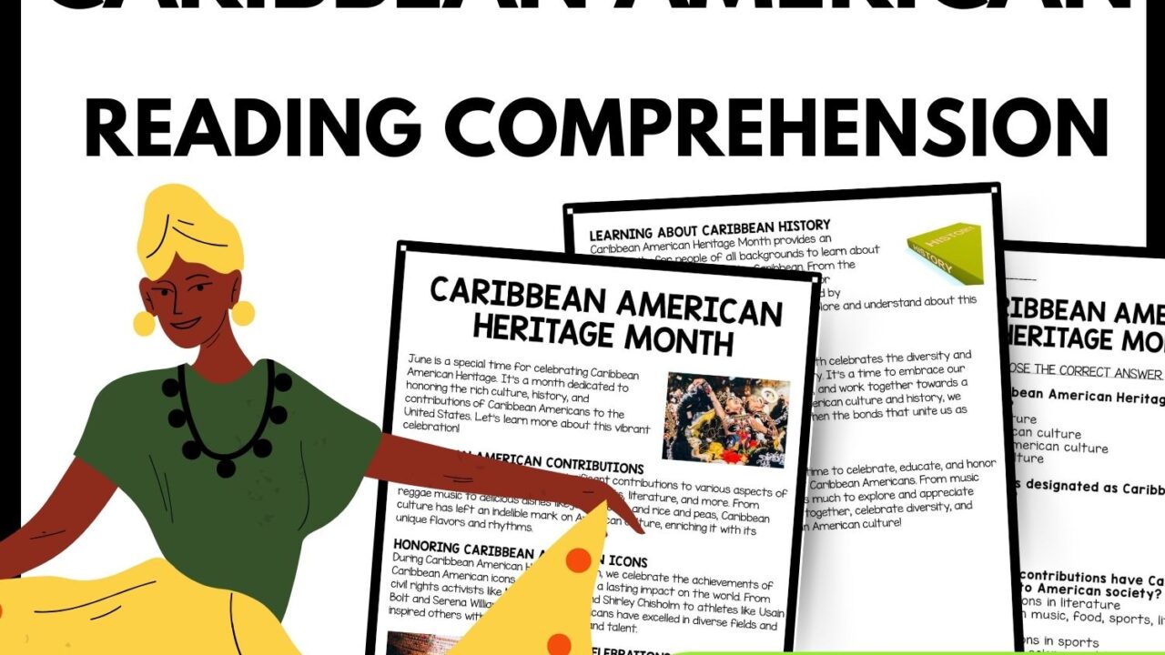 Caribbean American Heritage Month Reading Comprehension Worksheet-Printable and Editable