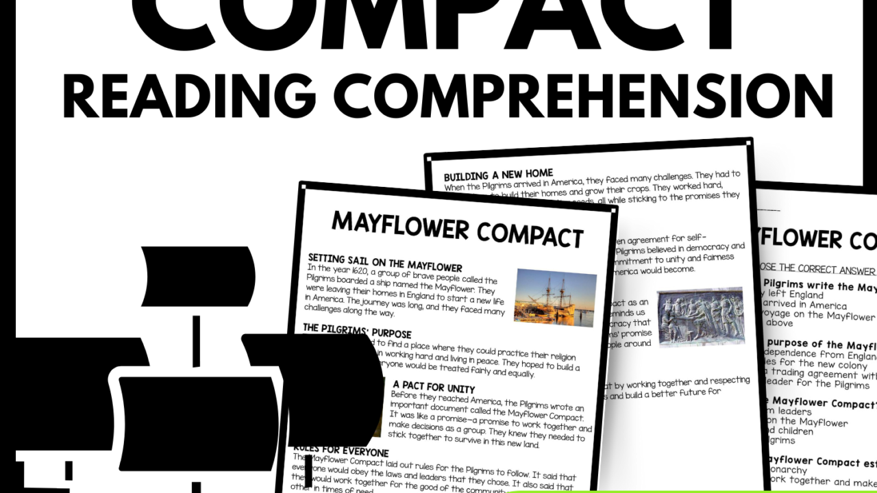 Mayflower Compact Reading Comprehension Worksheet-Printable and Editable