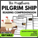 Pilgrim Ship Reading Comprehension Worksheet-Printable and Editable