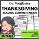 Thanksgiving Connection Reading Comprehension Worksheet-Printable and Editable