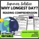 Why Is Summer Solstice Longest Day? Reading Comprehension Worksheet-Printable and Editable