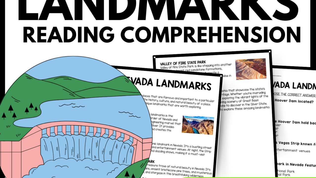 Nevada Landmarks Reading Comprehension Worksheet-Printable and Editable