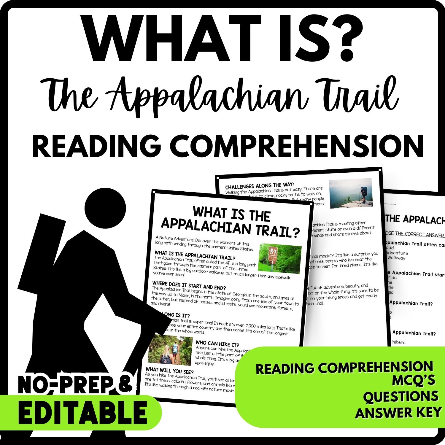 What Is the Appalachian Trail? Reading Comprehension Worksheet-Printable and Editable