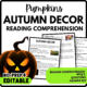 Autumn Decor Reading Comprehension Worksheet-Printable and Editable