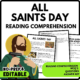 All Saints Day Reading Comprehension Worksheet-Printable and Editable