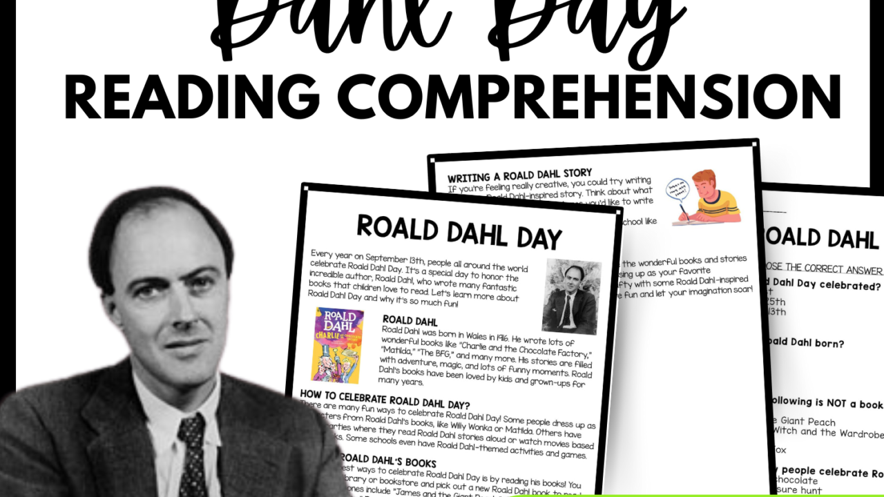 Roald Dahl Day Reading Comprehension Worksheet-Printable and Editable