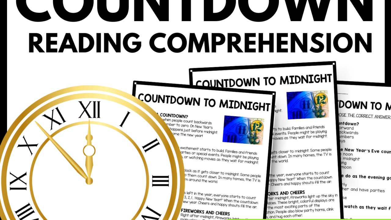 Countdown to Midnight Reading Comprehension Worksheet-Printable and Editable