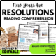 Resolutions Reading Comprehension Worksheet-Printable and Editable