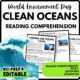 Keeping Our Oceans Clean Reading Comprehension Worksheet-Printable and Editable