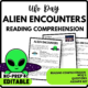 Alien Encounters Reading Comprehension Worksheet-Printable and Editable