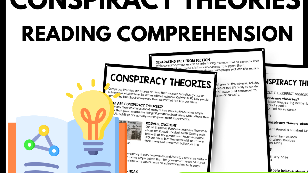 Conspiracy Theories Reading Comprehension Worksheet-Printable and Editable