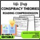 Conspiracy Theories Reading Comprehension Worksheet-Printable and Editable