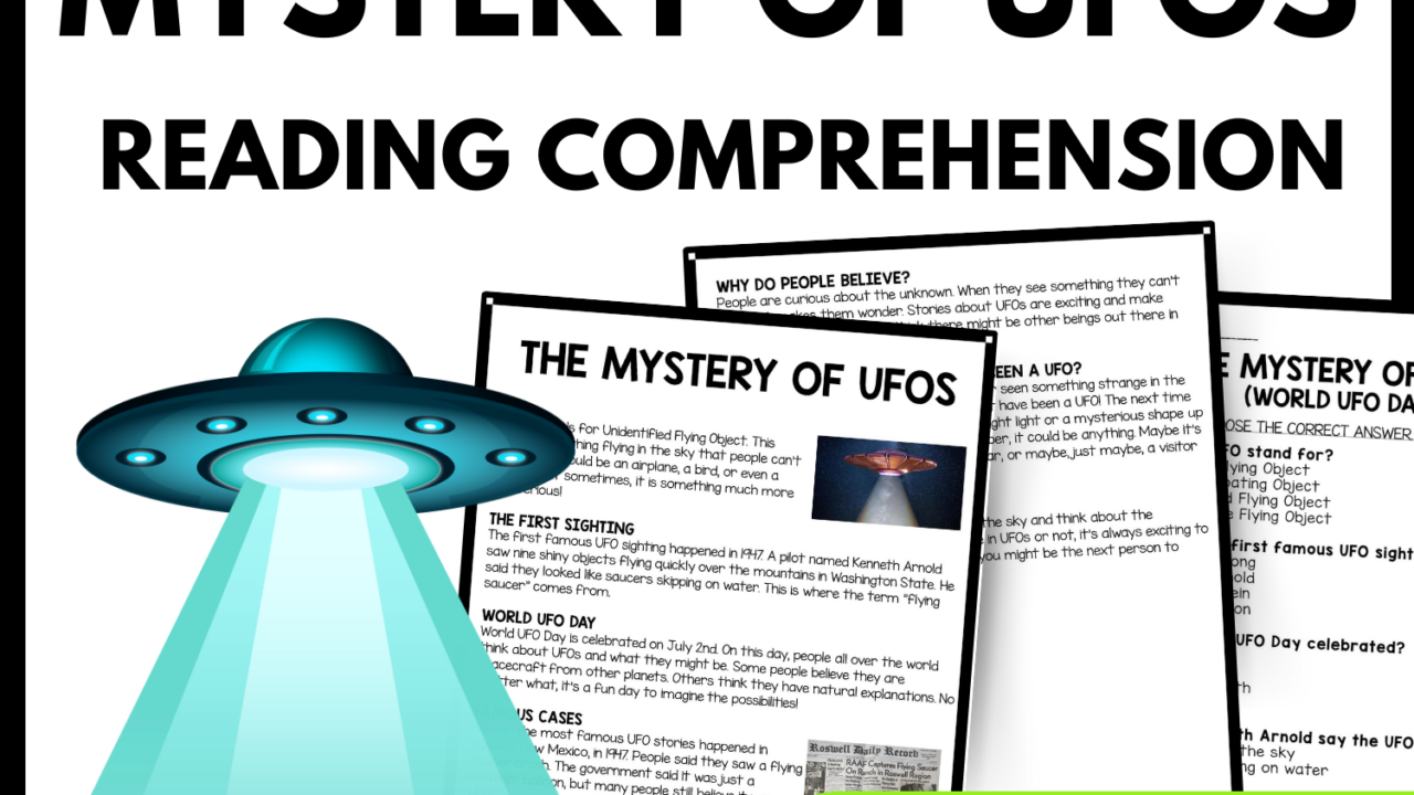 The Mystery of UFOs Reading Comprehension Worksheet-Printable and Editable