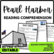 Pearl Harbor Reading Comprehension Worksheet-Printable and Editable