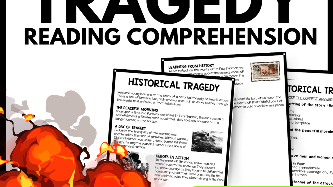 Historical Tragedy Reading Comprehension Worksheet-Printable and Editable