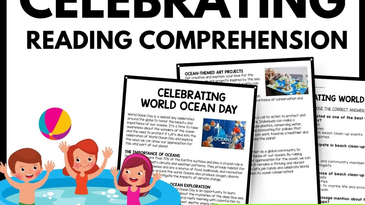 Celebrating World Ocean Day Reading Comprehension Worksheet-Printable and Editable