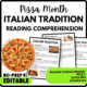 Pizza Month Reading Comprehension Worksheet-Printable and Editable