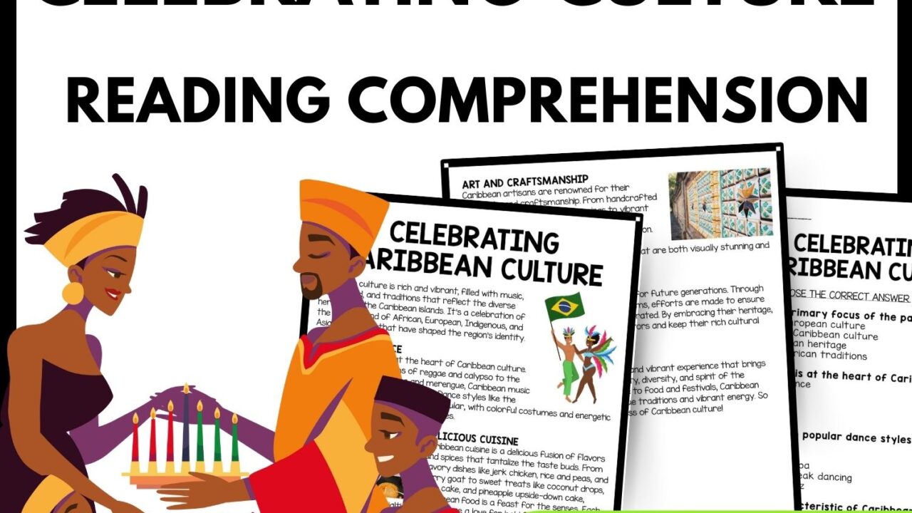 Celebrating Caribbean Culture Reading Comprehension Worksheet-Printable and Editable