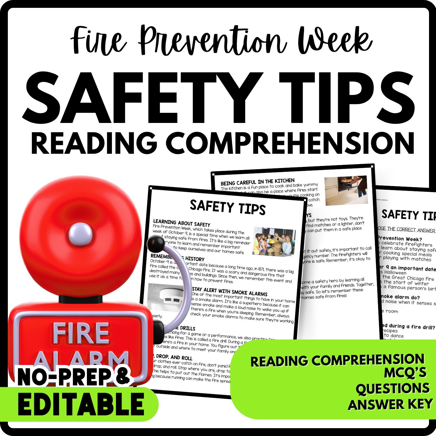 Women's History Month Safety Tips Reading Comprehension Worksheet-Printable and Editable